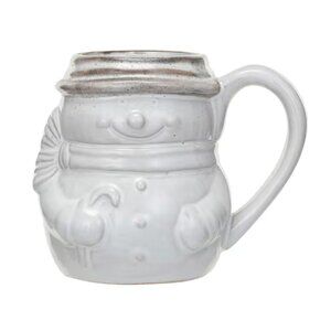 Creative Co-Op 16oz. Antique White Stoneware Snowman Mug/NWT